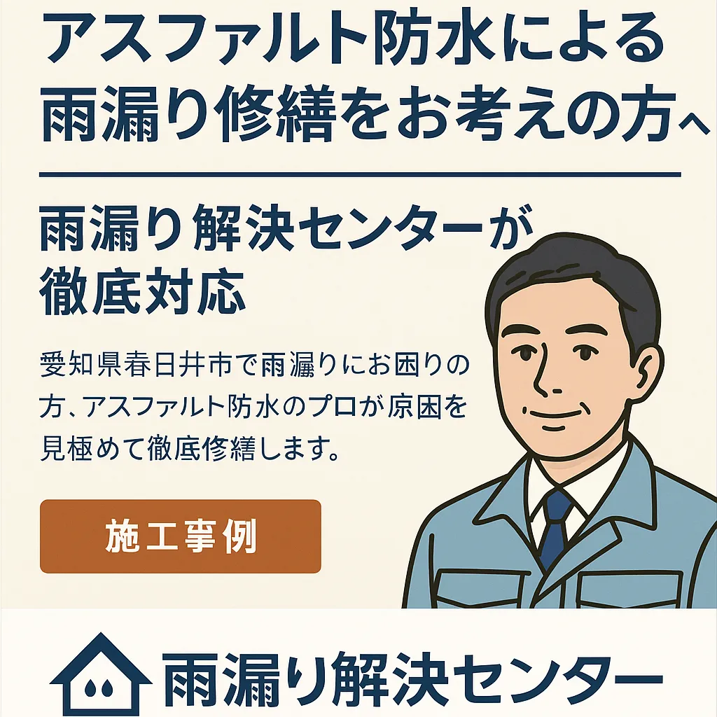 犬山市の雨漏り修繕（アスファルト防水）
